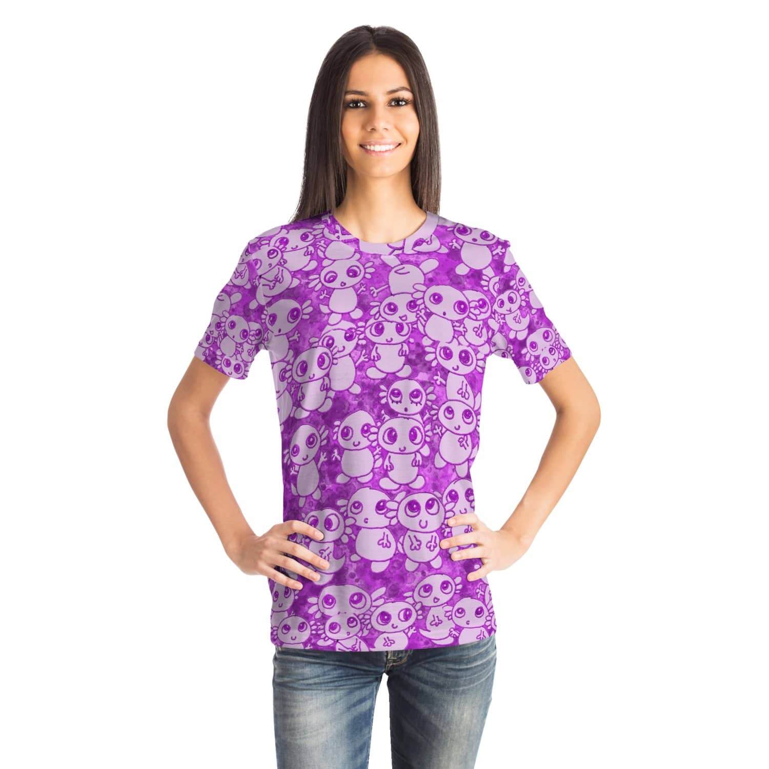 Pink Axolitl Party T Shirt-Shirt