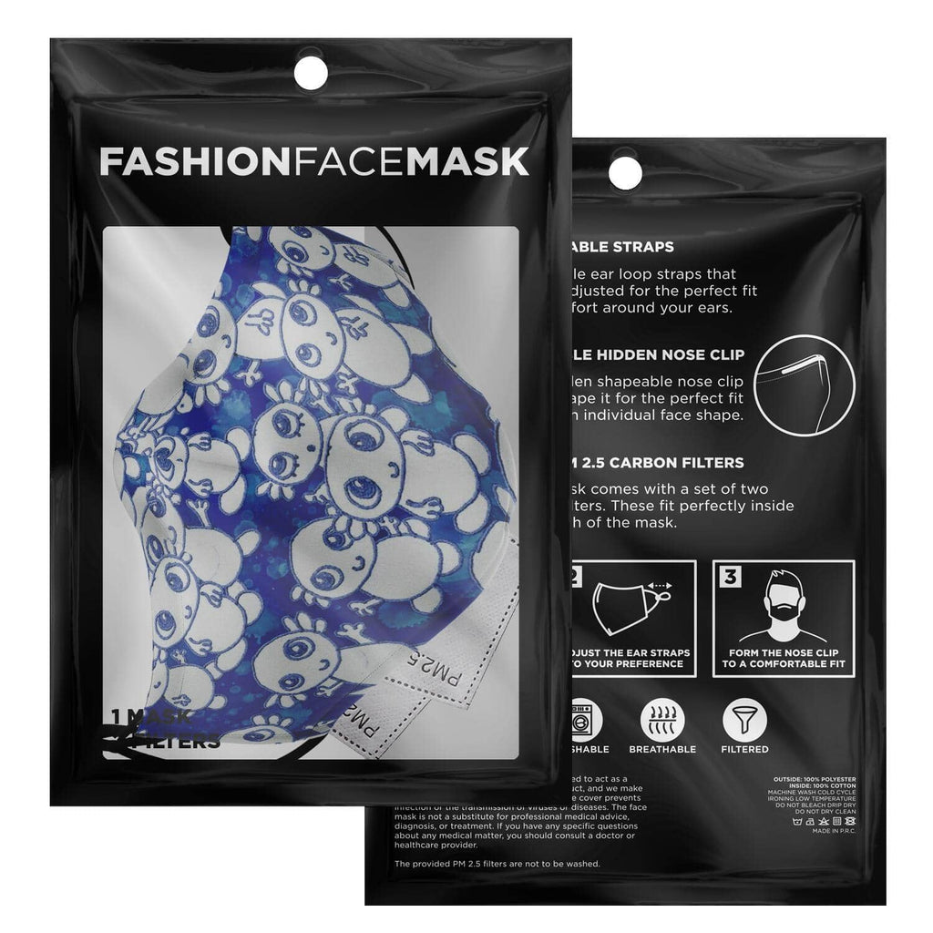 Blue Axolitl Party Printed Face Mask-Fashion Face Mask - AOP