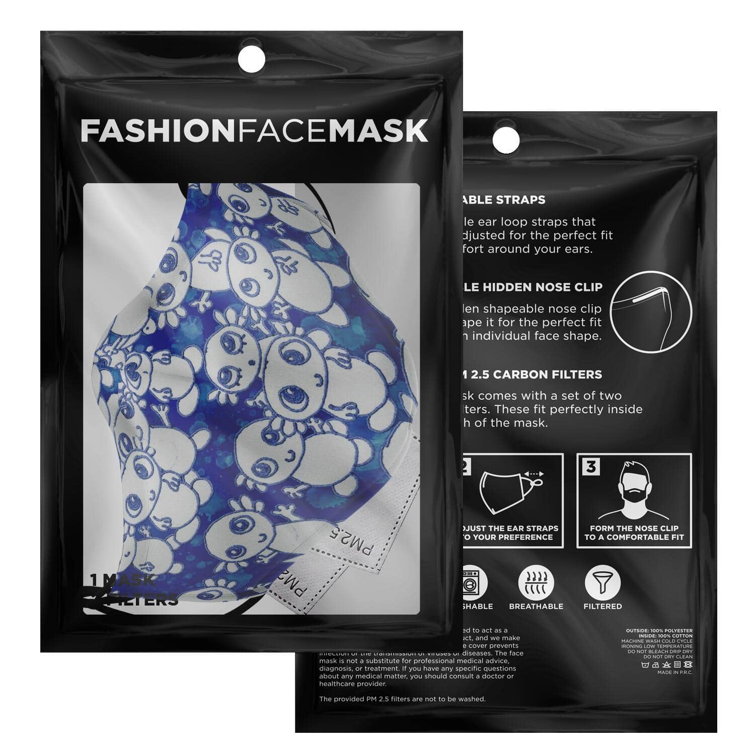 Blue Axolitl Party Printed Face Mask-Fashion Face Mask - AOP