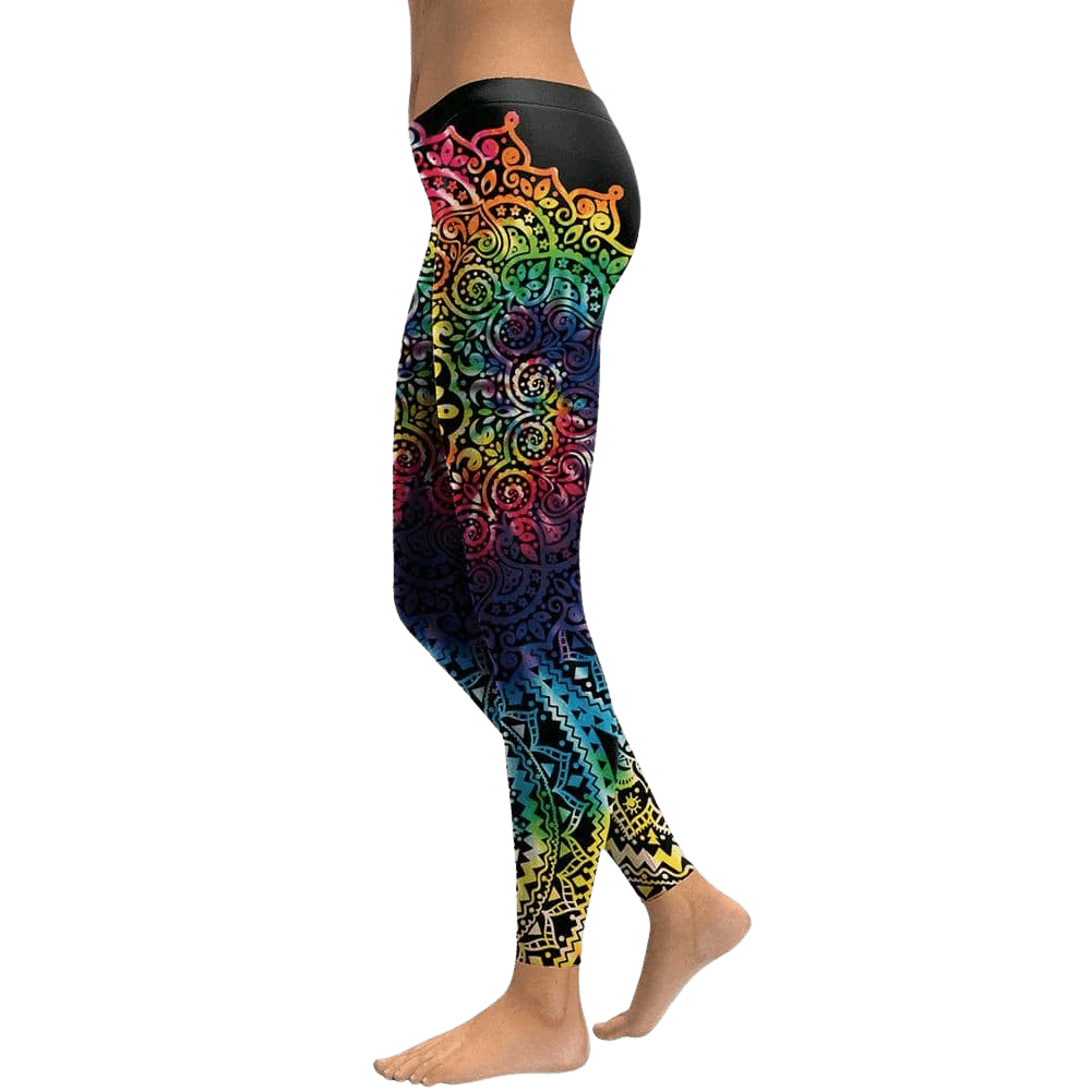 Rainbow Mandala Leggings-Leggings