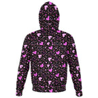 Black Pink Hearts Zip Hoodie
