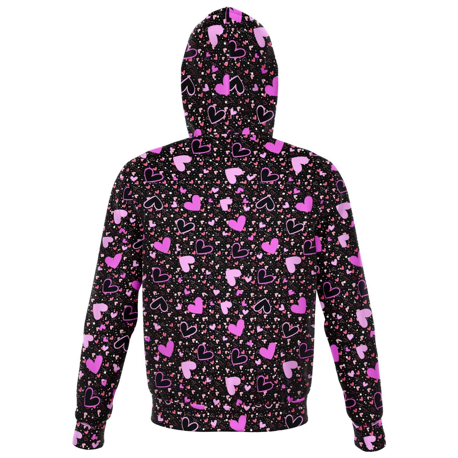 Black Pink Hearts Zip Hoodie