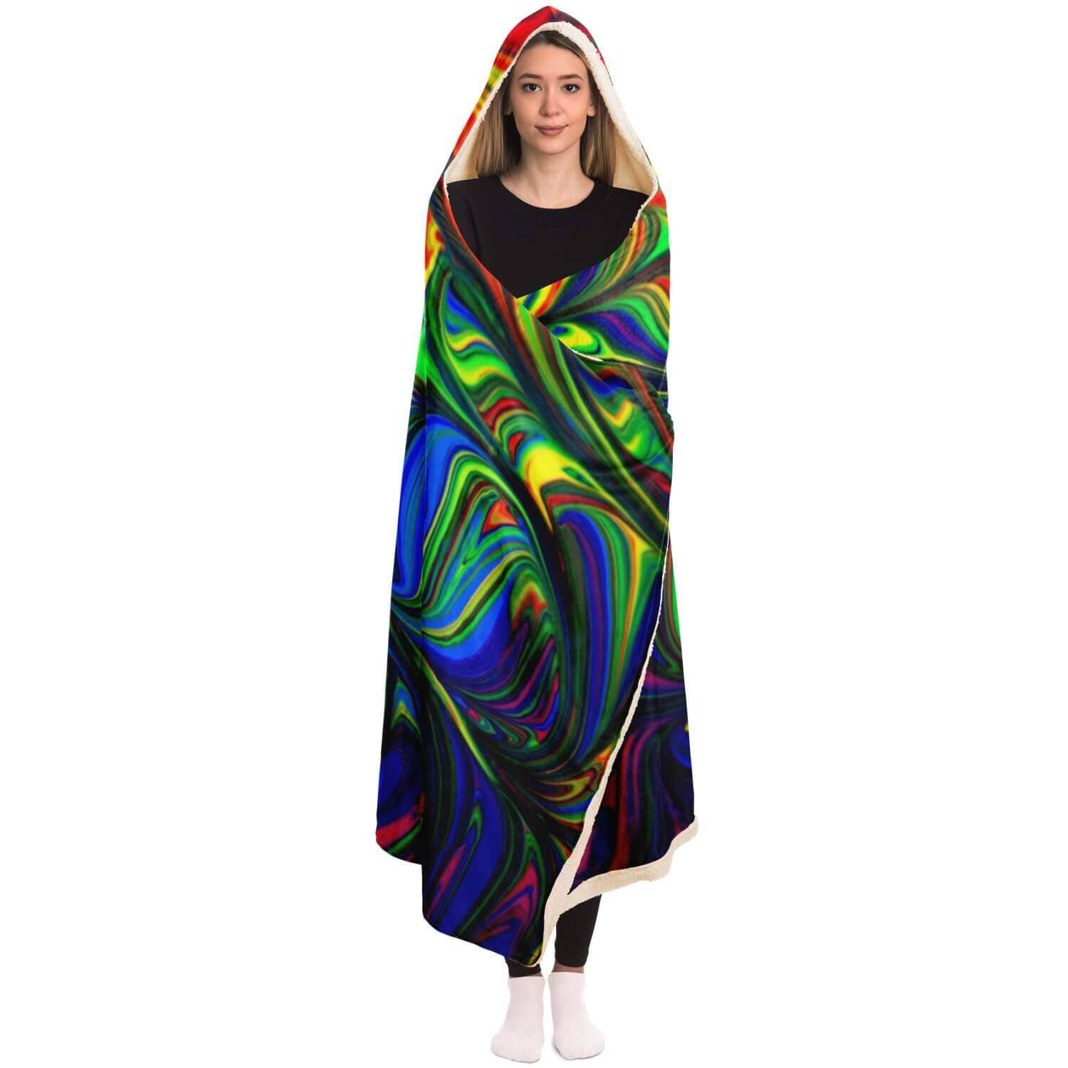 Abstract Colors Hooded Blanket-Hooded Blanket - AOP