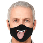 Tongue Out Smiling Face Mask - Black-Fashion Face Mask - AOP