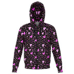 Black Pink Hearts Zip Hoodie