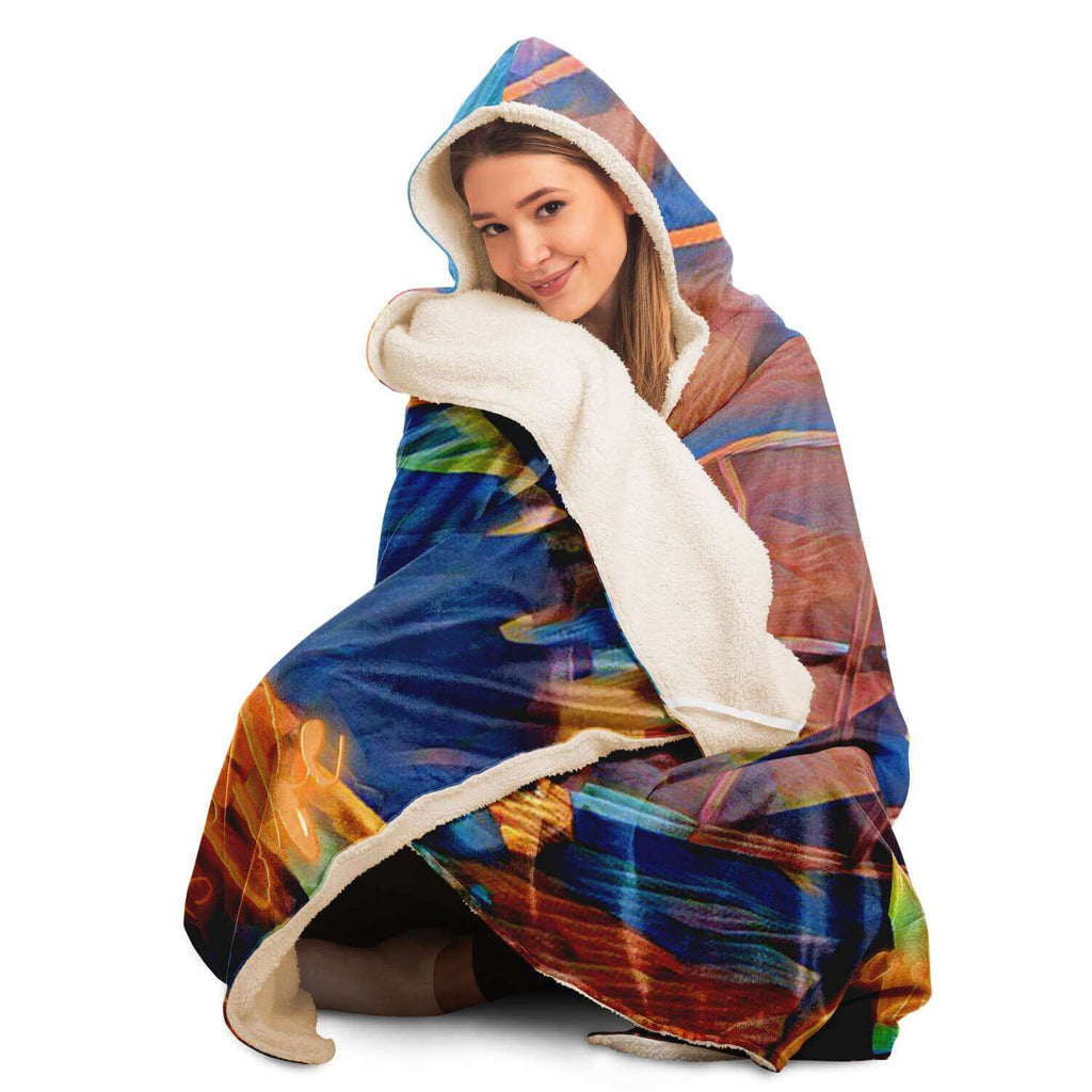 Masked Girl Hooded Blanket-Hooded Blanket - AOP
