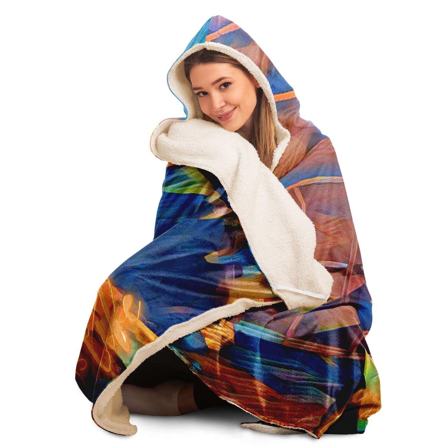 Masked Girl Hooded Blanket-Hooded Blanket - AOP