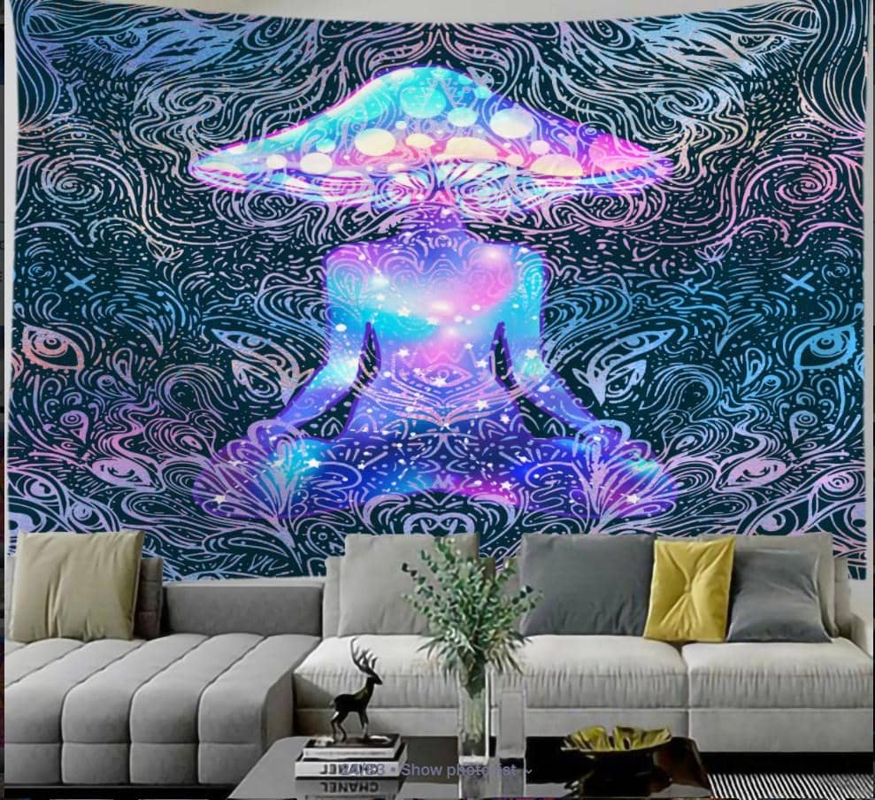 Psychedelic's Mushroom Swirling Mind Tapestry-Decorative Tapestries