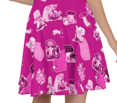 Psychedelics Pink Mushroom Skater Dress