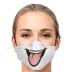 Tongue Out Smiling Face Mask-Fashion Face Mask - AOP