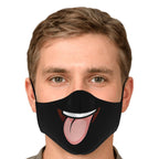 Tongue Out Smiling Face Mask - Black-Fashion Face Mask - AOP