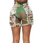 Tie Dye Denim Ripped Shorts-Festival Wear