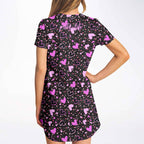 Black Pink Hearts T-Shirt Dress