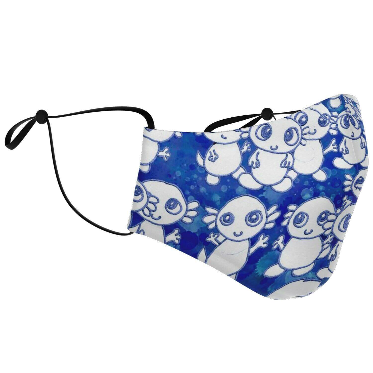 Blue Axolitl Party Printed Face Mask-Fashion Face Mask - AOP