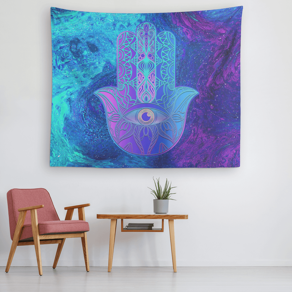 Purple Blue Hamsa Tapestry-Decorative Tapestries