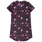 Black Pink Hearts T-Shirt Dress