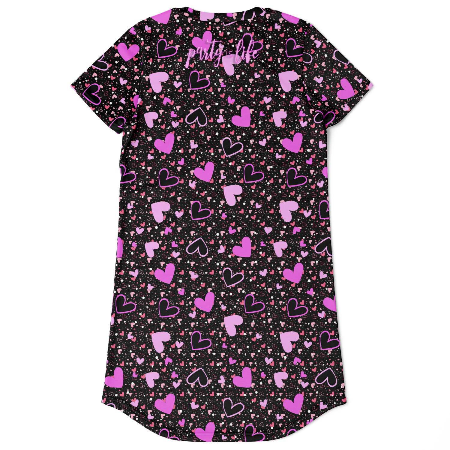 Black Pink Hearts T-Shirt Dress