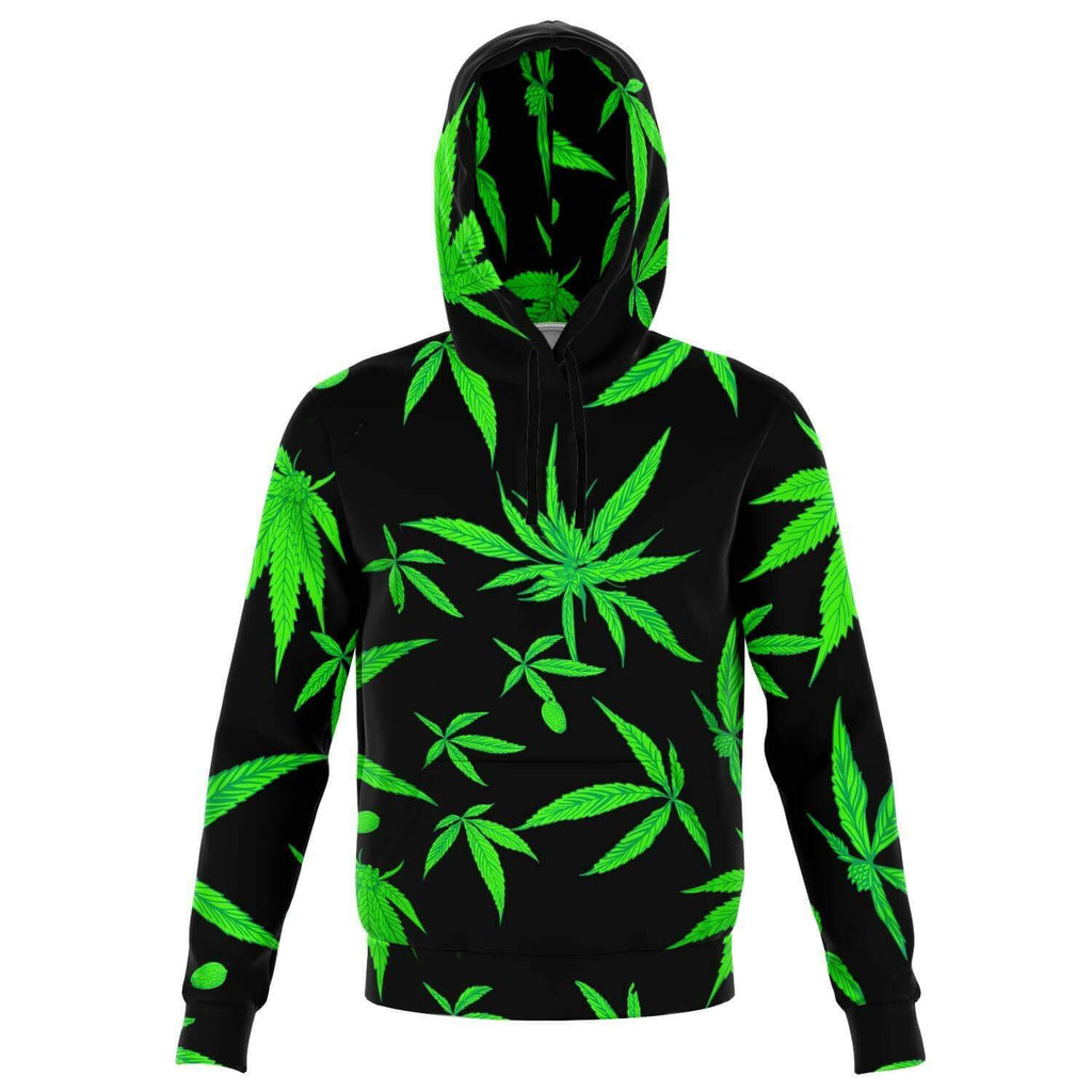 Ganja Leaf Black Hoodie-Hoodies