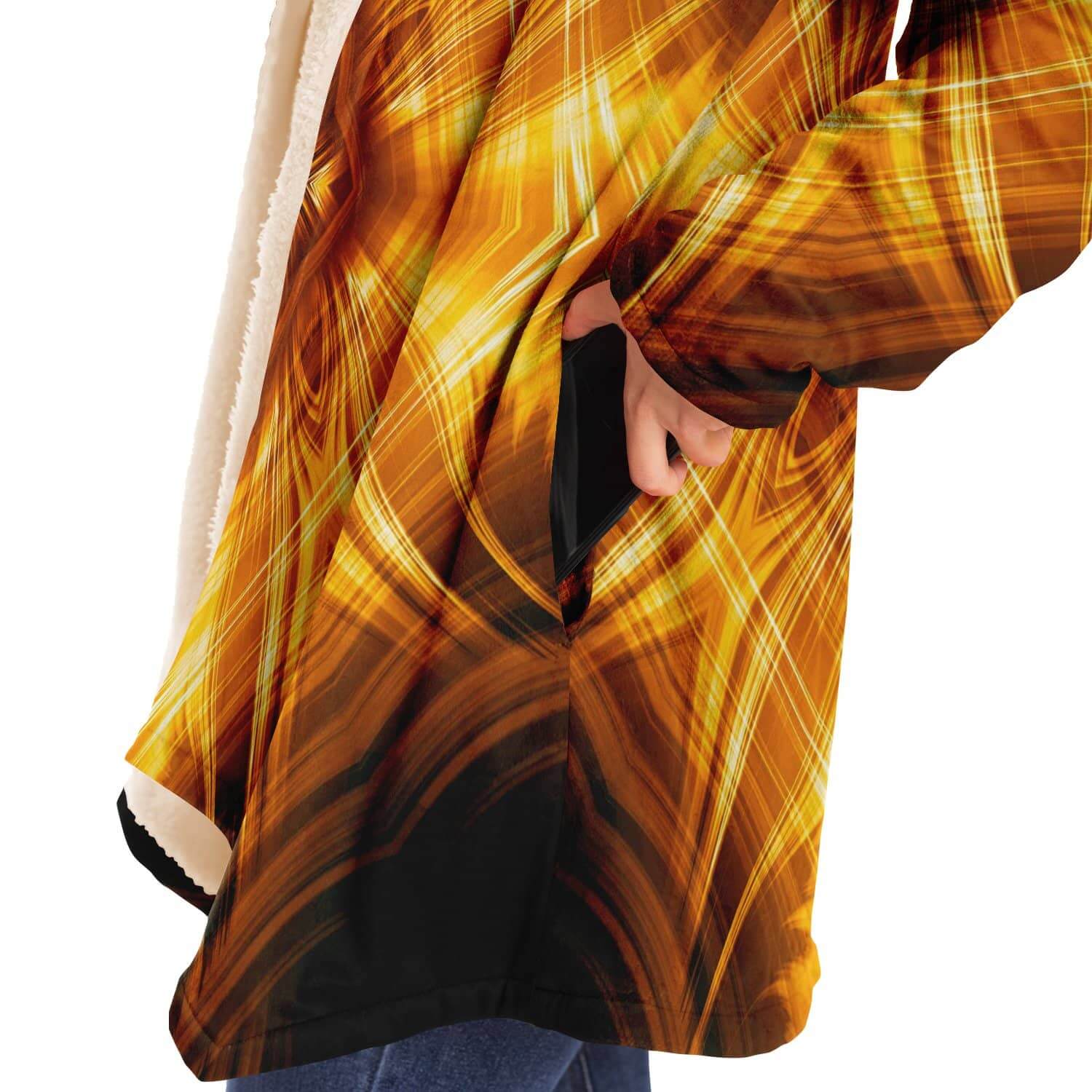 Gold Fire Cloak-Microfleece Cloak - AOP