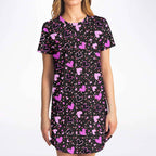 Black Pink Hearts T-Shirt Dress
