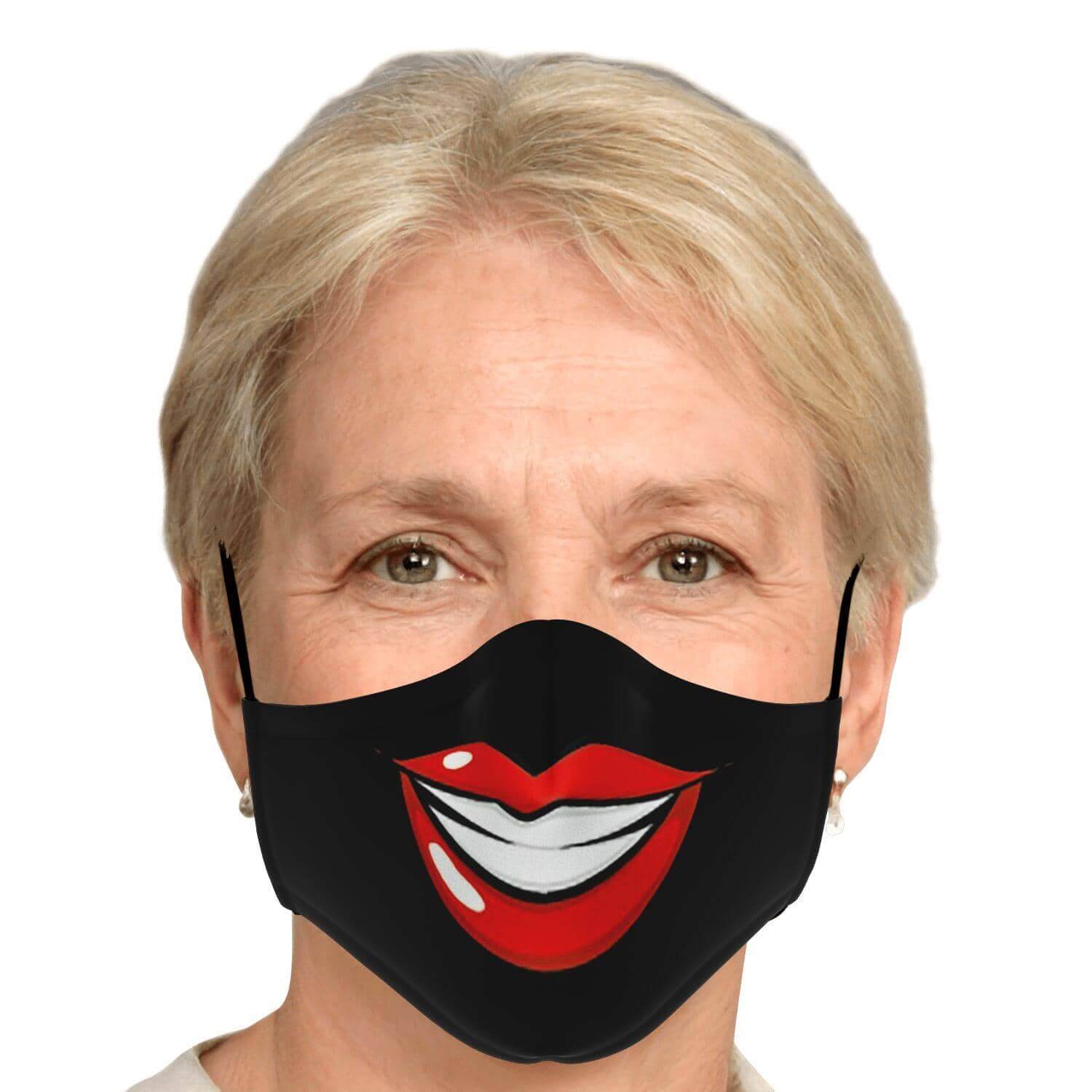 Big Smile Face Mask - Black-Fashion Face Mask - AOP