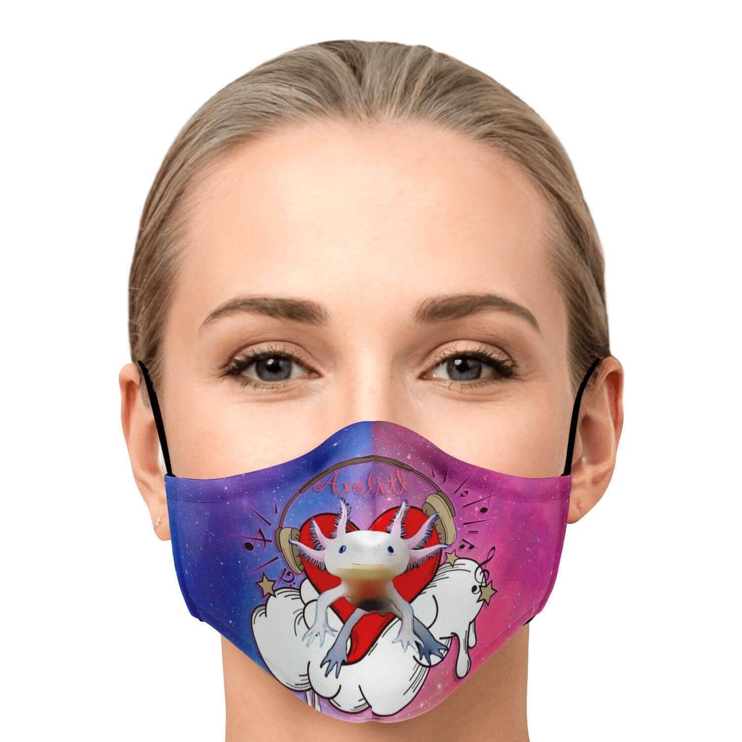 Axolitl the Partyin' Axolotl Printed Face Mask-Fashion Face Mask - AOP