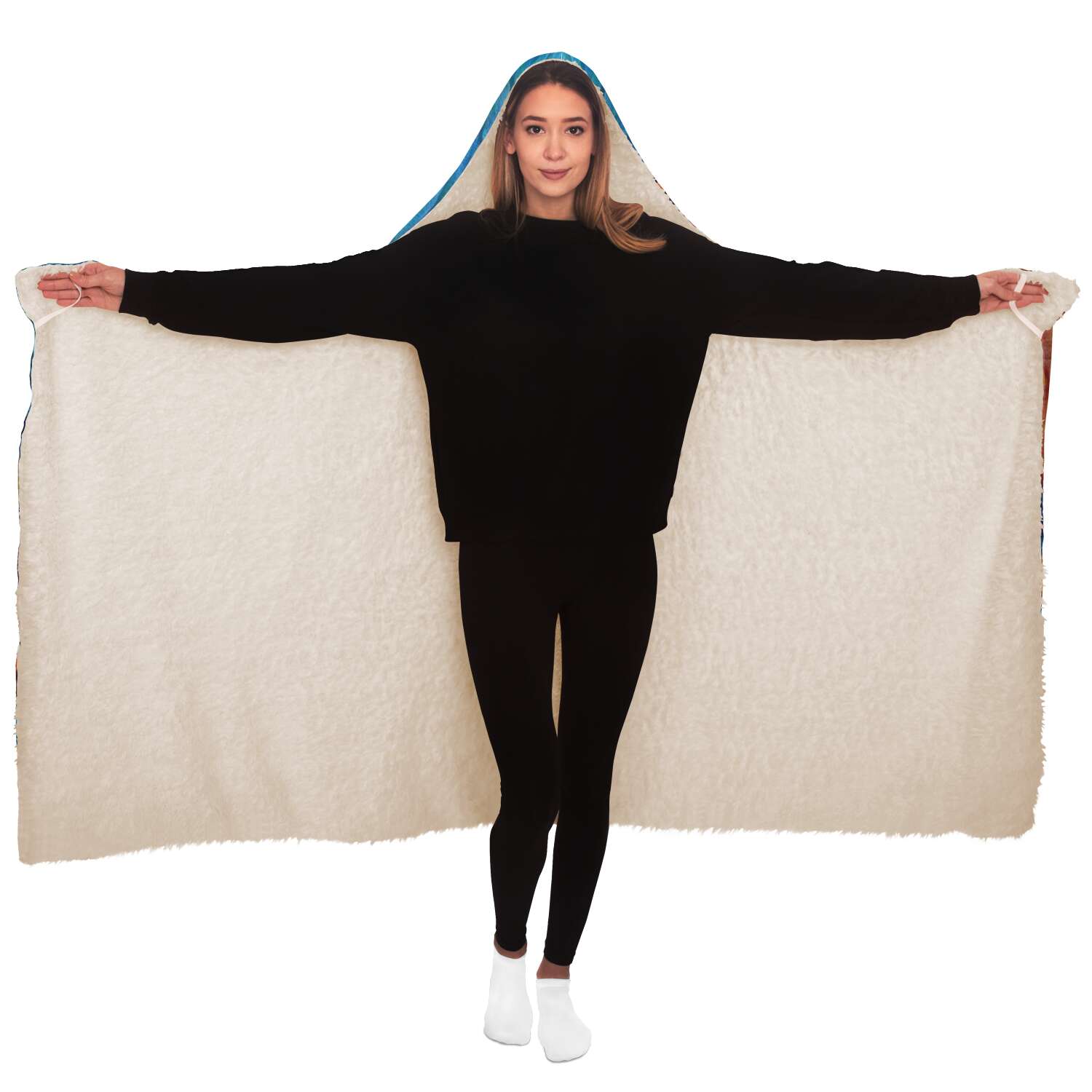 Masked Girl Hooded Blanket-Hooded Blanket - AOP