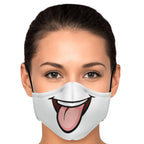 Tongue Out Smiling Face Mask-Fashion Face Mask - AOP