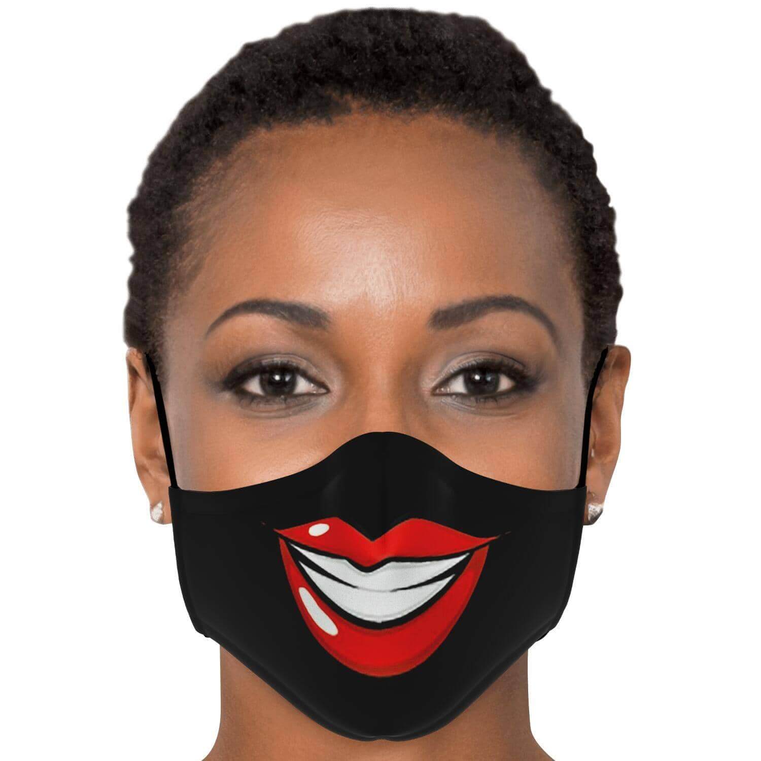 Big Smile Face Mask - Black-Fashion Face Mask - AOP