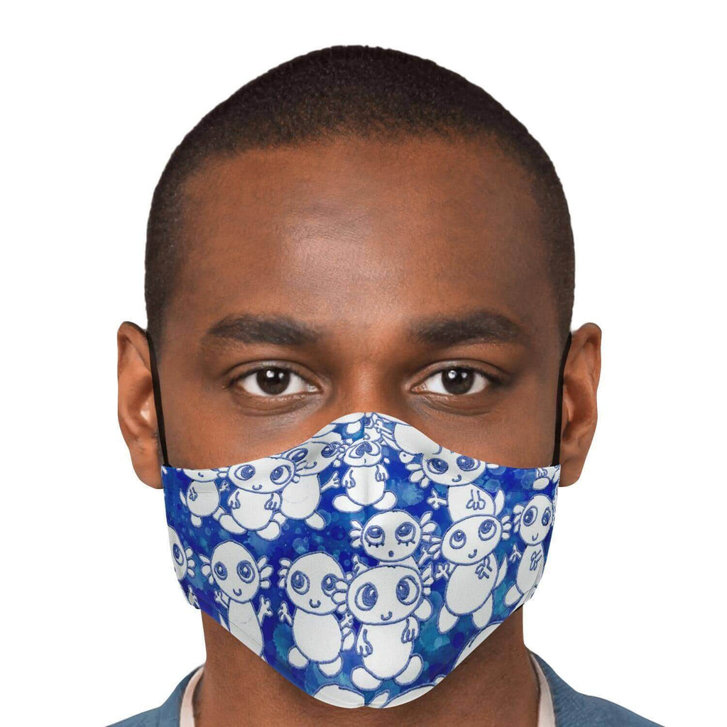 Blue Axolitl Party Printed Face Mask-Fashion Face Mask - AOP