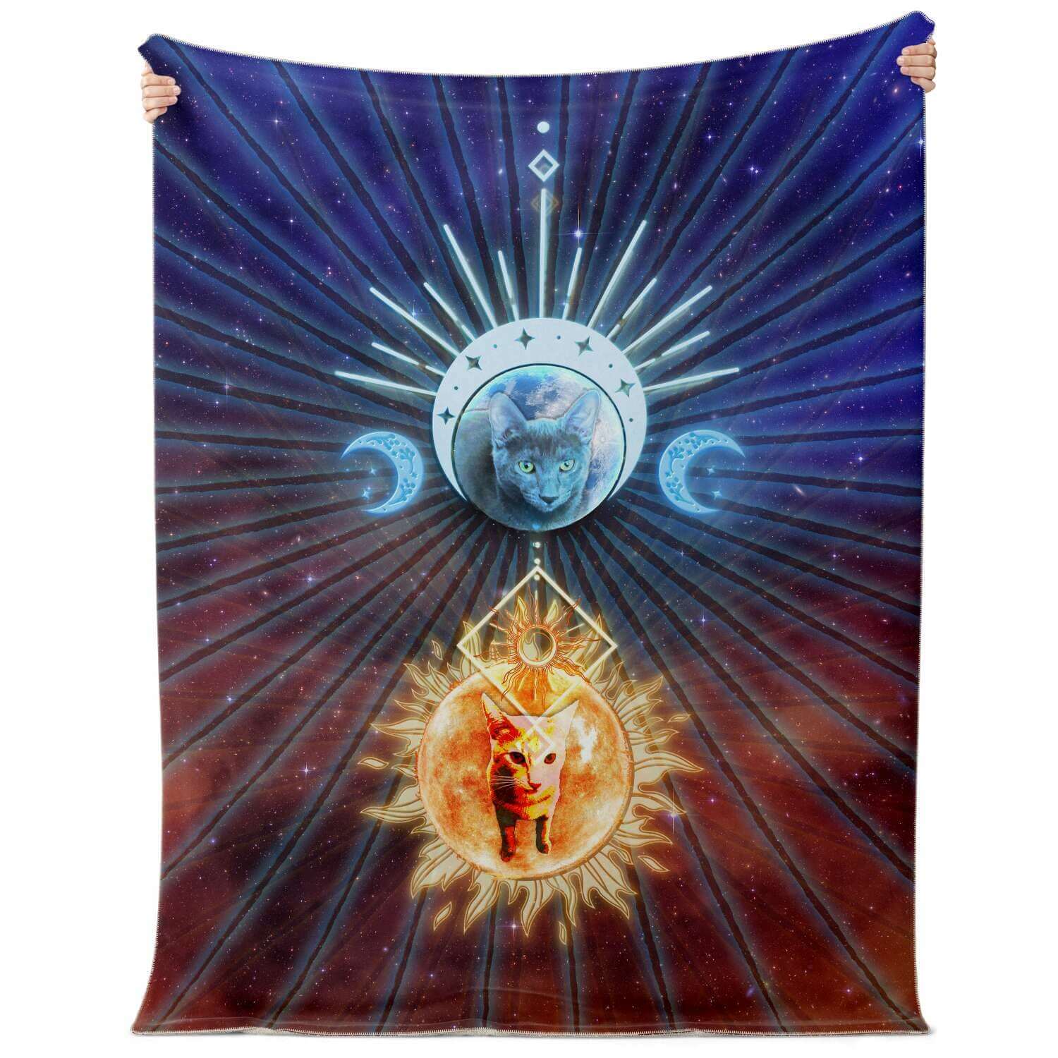 Manta Microfleece Sol e Lua Gatos