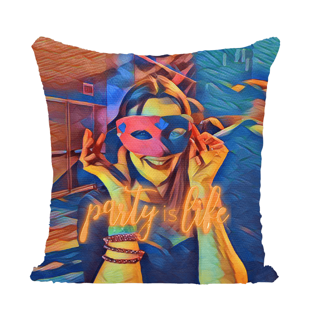Masked Girl Sequin Cushion Cover-Homeware