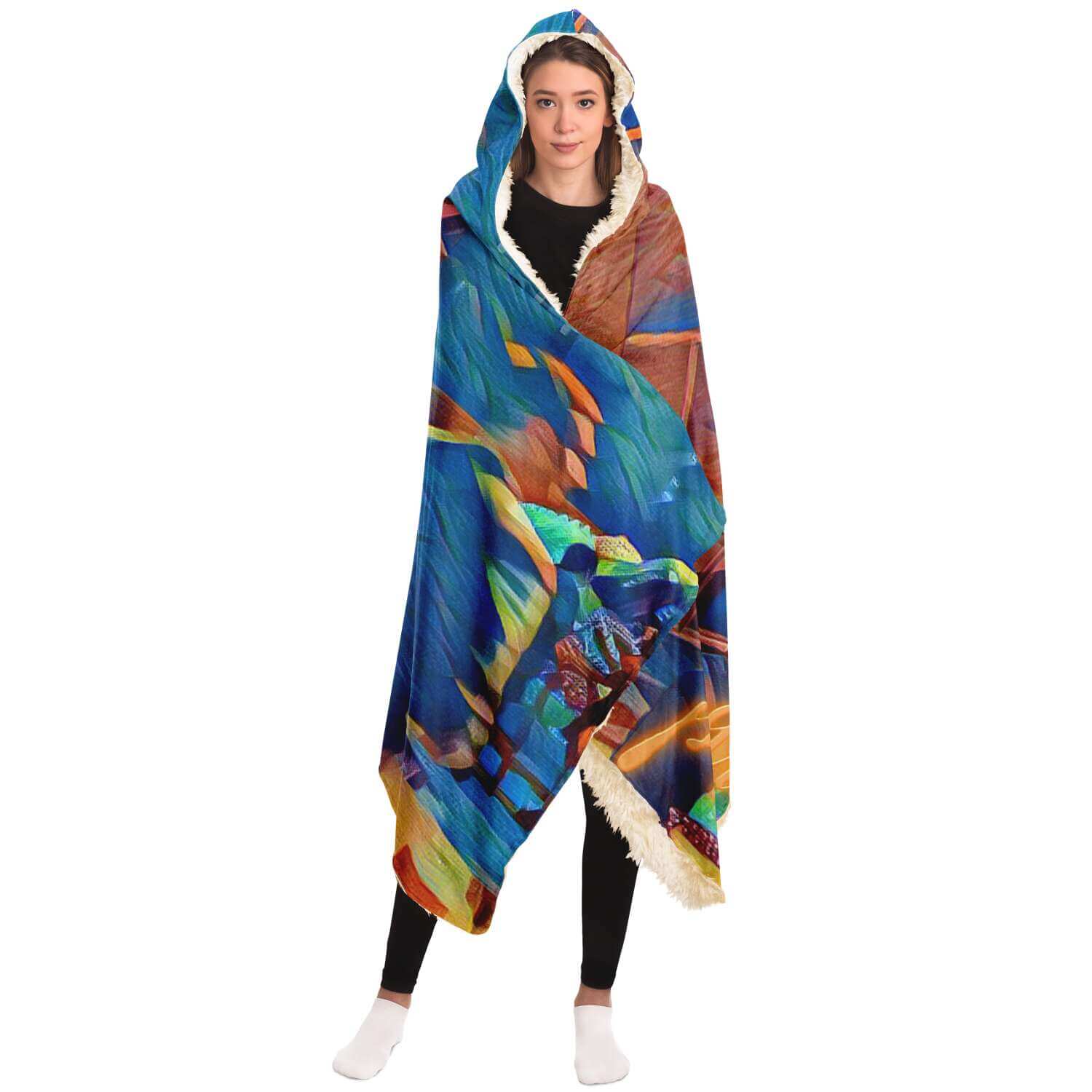 Masked Girl Hooded Blanket-Hooded Blanket - AOP