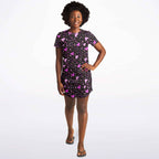 Black Pink Hearts T-Shirt Dress