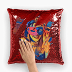 Masked Girl Sequin Cushion Cover-Homeware