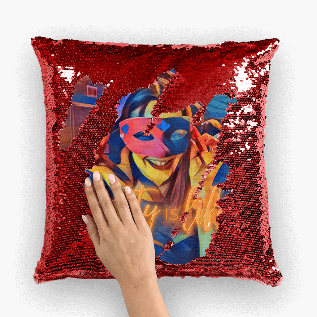 Masked Girl Sequin Cushion Cover-Homeware