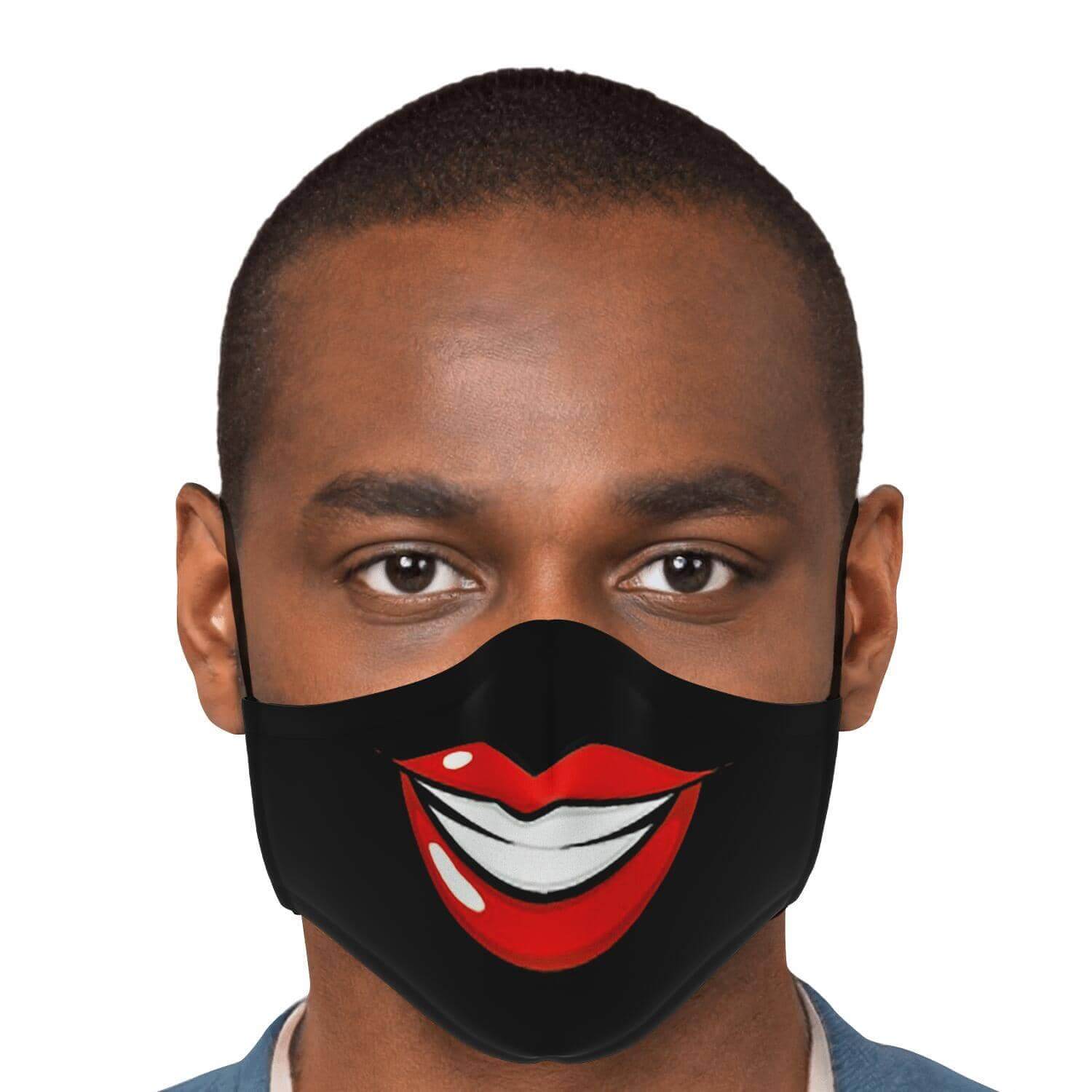 Big Smile Face Mask - Black-Fashion Face Mask - AOP