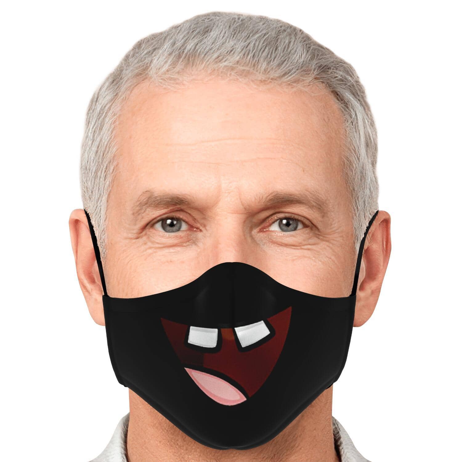 Missing Teeth Smile Face Mask - Black-Fashion Face Mask - AOP