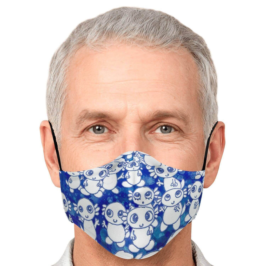 Blue Axolitl Party Printed Face Mask-Fashion Face Mask - AOP