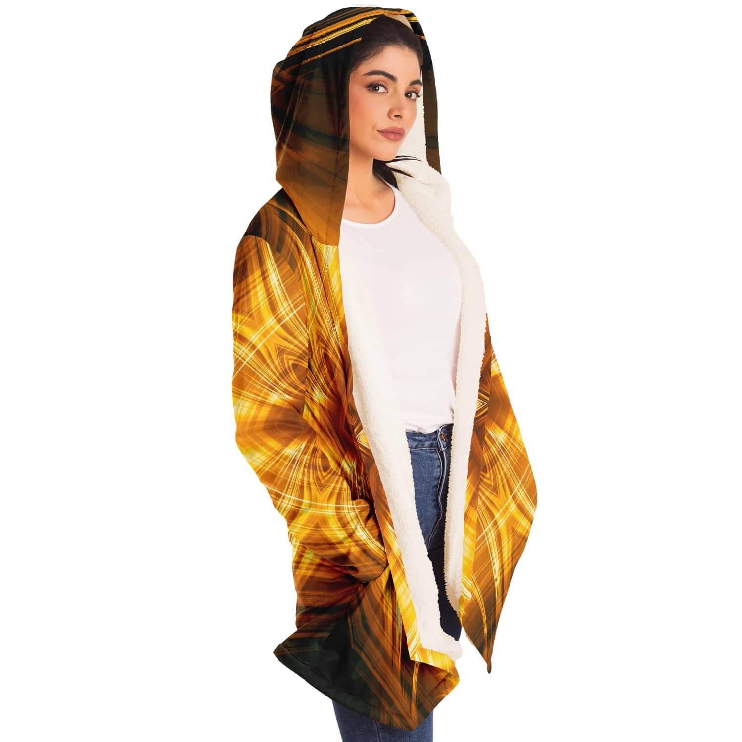 Gold Fire Cloak-Microfleece Cloak - AOP