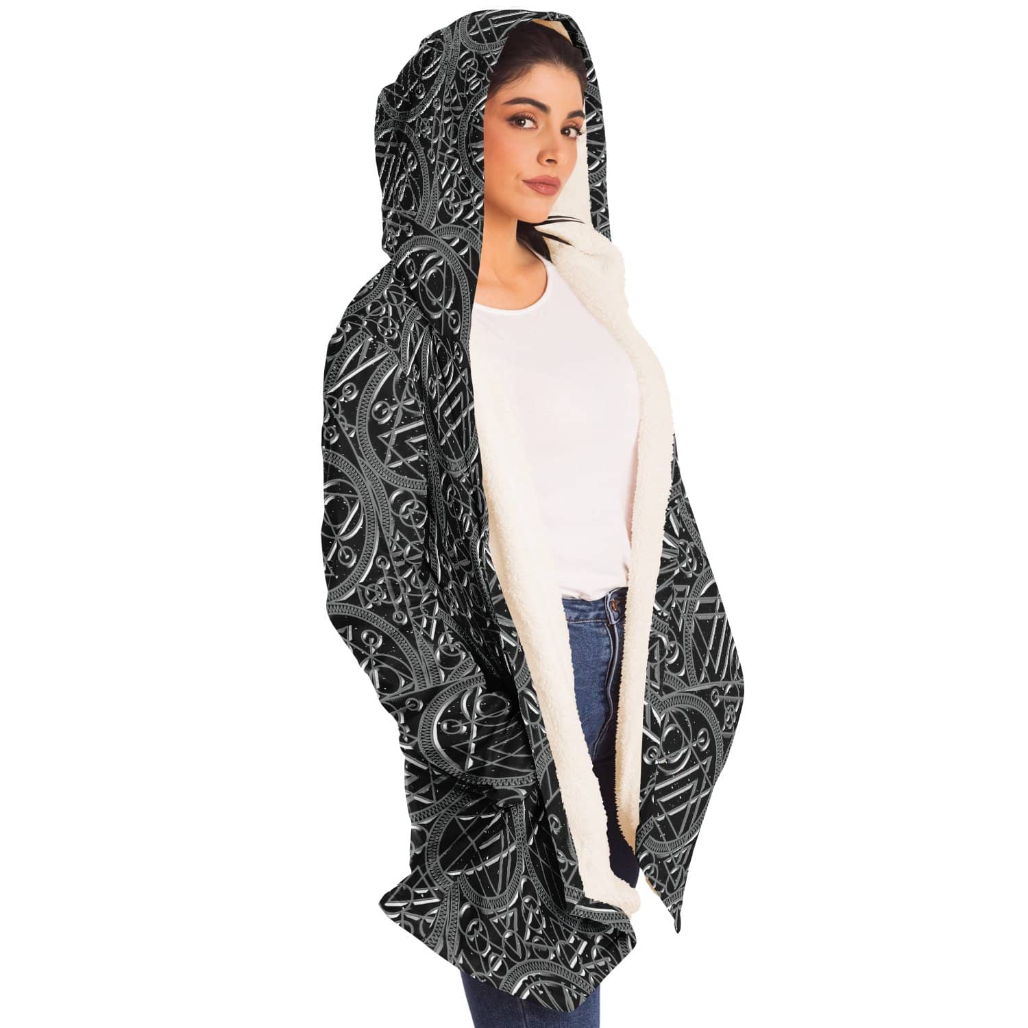 Metallic Mandala Sky Cloak-Microfleece Cloak - AOP