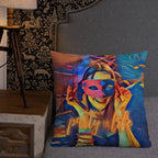Masked Girl Throw Premium Pillow-