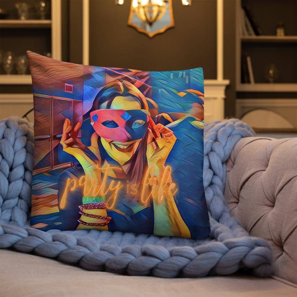 Masked Girl Throw Premium Pillow-