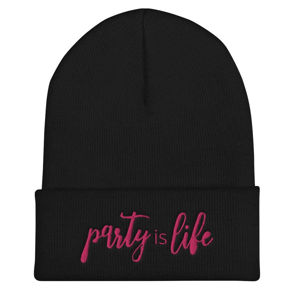 All Black, Pink Party is Life Beanie-Head Gear