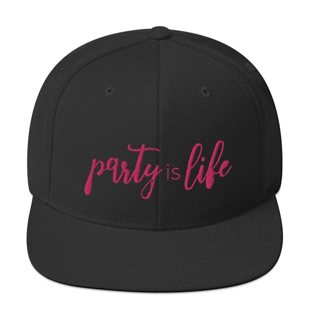 All Black Pink Party is Life Snapback Hat-Head Gear