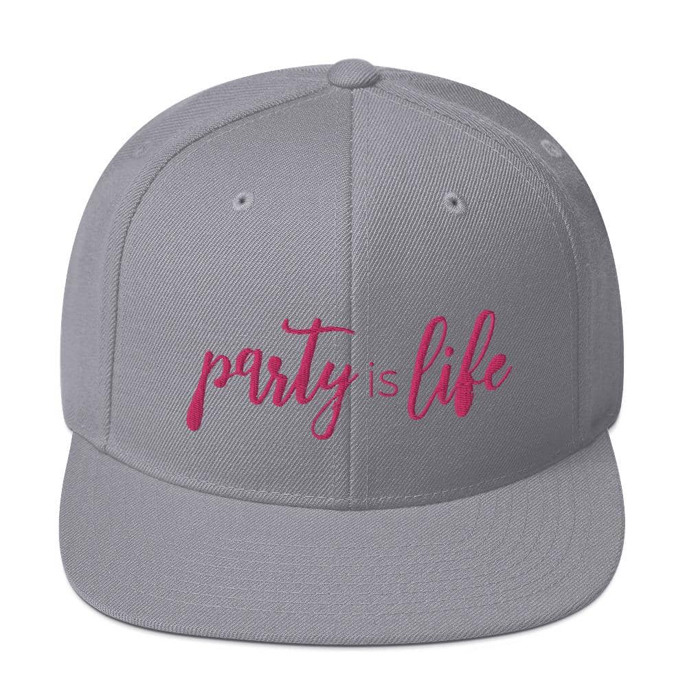 All Silver Pink Party is Life Snapback Hat-Head Gear