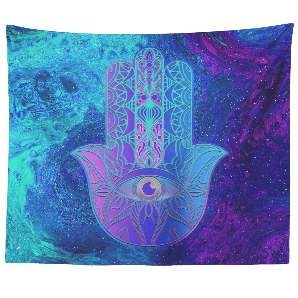 Purple Blue Hamsa Tapestry-Decorative Tapestries