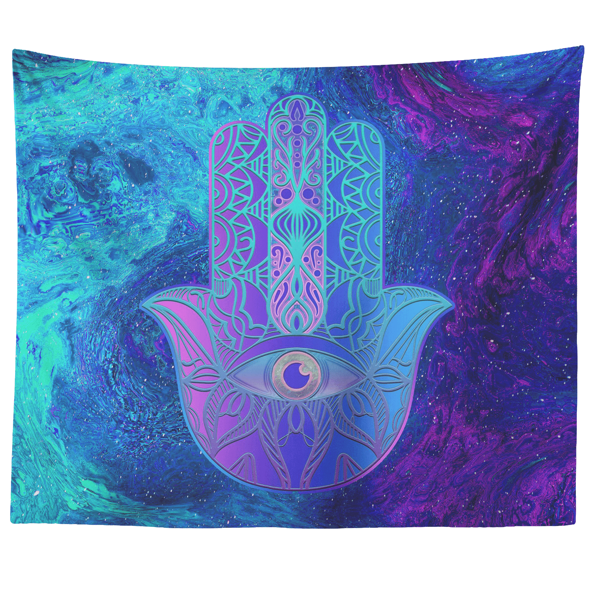 Purple Blue Hamsa Tapestry-Decorative Tapestries