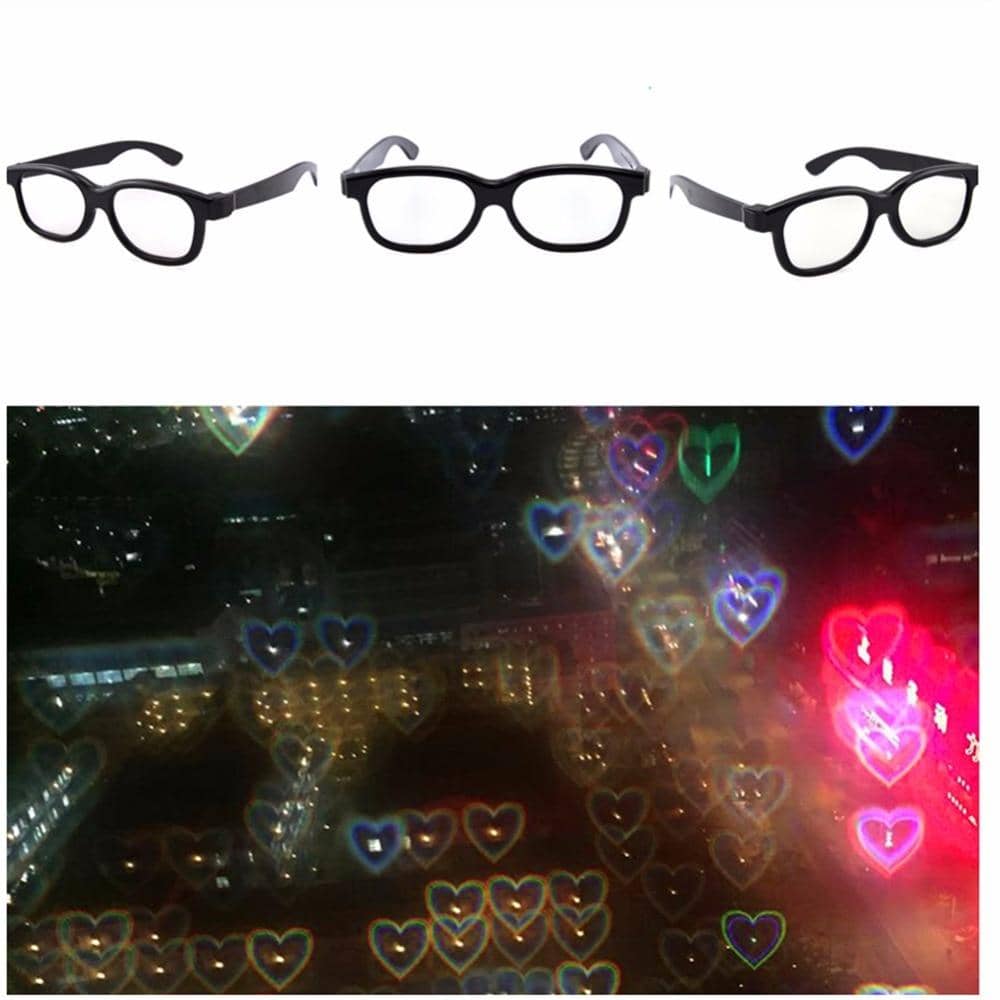 Clear Lensed Heart Diffraction Glasses-Head Gear