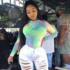 Long Sleeve Rainbow Tie Dye Bodysuit